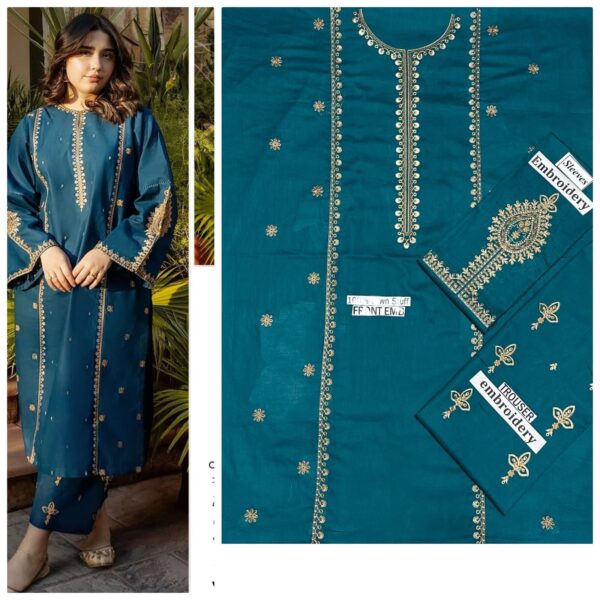 2PC Unstitched Embroidered Lawn Suit